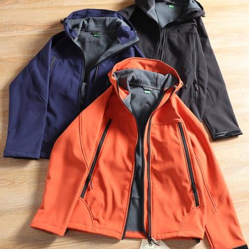 戶外科技面料秋冬男士防風防水加絨保暖連帽軟殼沖鋒衣夾克外套