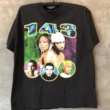 Ja rule Ashanti人像印花vintage復古痞帥質感寬松短袖男女T恤潮