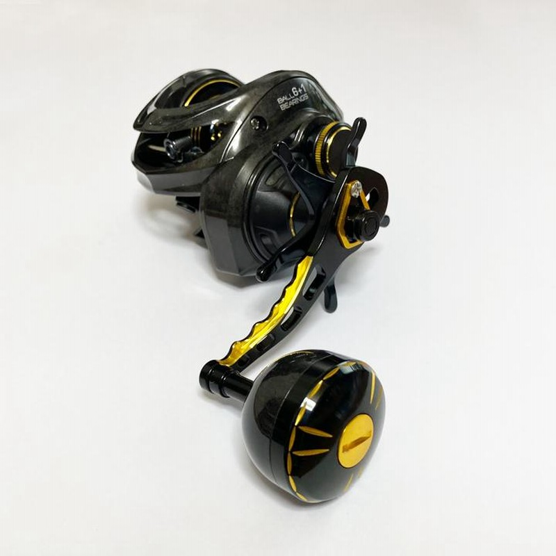 希少稀な YU179X右 カーボンボデイ 深溝 ベイトリール ド16kg