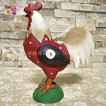 鄉村田園風拼布鈕扣公雞娃娃擺飾 開運招財居家風水財位鎮宅辟邪聚寶盆生肖 開店開幕入厝送禮【築巢傢飾】