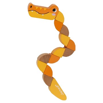 Janod 媽媽法寶 轉轉鱷魚 J04018  FSC森林認證木材  訓練小手肌肉發展  黃色  1個  1組