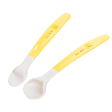 Piyo Piyo 黃色小鴨 雙色離乳安全湯匙組(2入)