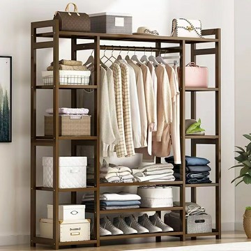 簡易衣帽架  開放式衣櫃 臥室掛衣架 楠竹衣架 實用 家庭曬衣架 衣帽櫃 衣櫃 大容量挂衣架 易組裝