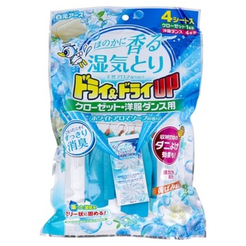 Hakugen Earth 白元 衣櫃用除濕掛片 淺藍皂香 4片裝 防霉 除臭  268g  1包