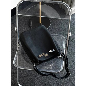 荔枝紋真皮凱莉水桶包22腋下包簡約百搭單肩斜跨手提大容量托特包