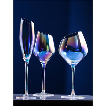 幻彩水晶玻璃紅酒杯香檳杯一體成型葡萄酒杯高腳杯家用紅酒杯套裝
