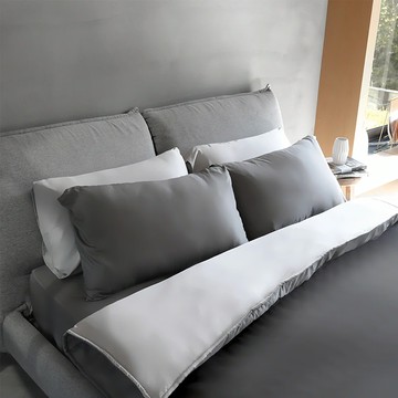 J-bedtime 床寢時光 高質感素色石墨烯x天絲被套床包枕套組-雙人-穩重灰-spm7670m-h  1入  床包、枕套