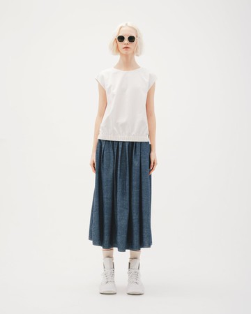 UUIN_灰藍牛仔活褶散裙