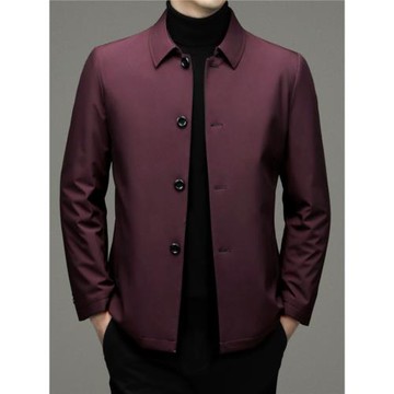 (免運)高端紅色喜公公婚宴裝父親外套中老年男士羽絨服爸爸結婚禮服夾克