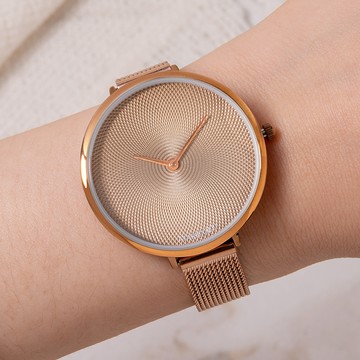 MARIGOLD慕羡花影羅織美紋光暉極簡金屬米蘭鍊帶手錶【WMD031】