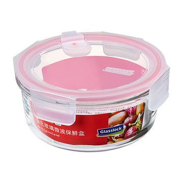 Glasslock 圓型強化玻璃微波保鮮盒  透明色  1個