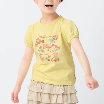 日本千趣會 - GITA 天竺棉泡泡袖上衣-甜點-黃