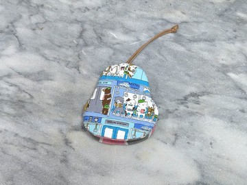 通勤貓生(藍) 梨型鑰匙包【K200307】