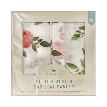 little unicorn 純棉紗布汽車座椅提籃罩  水彩玫瑰  1個