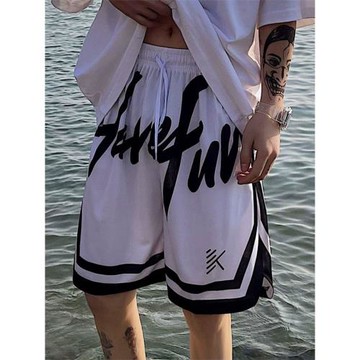 美式籃球短褲男士夏季大碼寬松直筒跑步透氣訓練運動休閑五分褲子