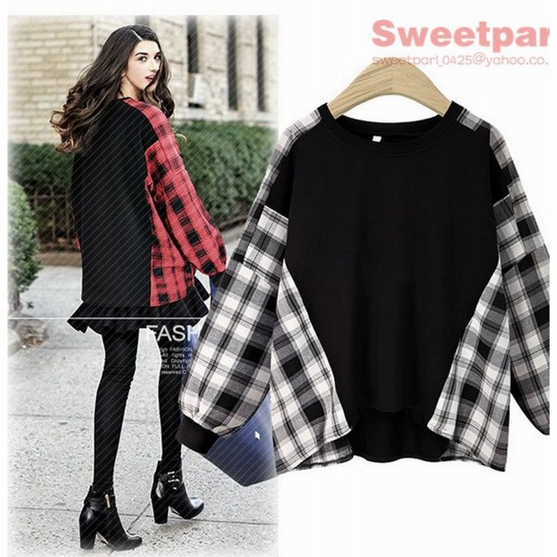 長袖tシャツ カットソー レディース ドルマンスリーブ トップス 体型カバー オシャレ チェック柄 秋 冬 秋服 通販 Lineポイント最大0 5 Get Lineショッピング