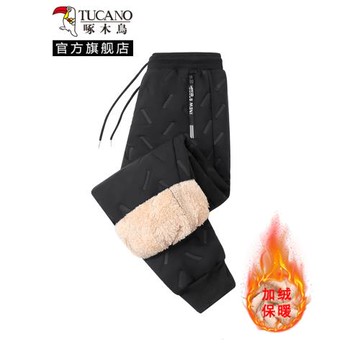 啄木鳥中老年羽絨棉褲女2024冬季媽媽裝長褲外穿加絨加厚防寒保暖