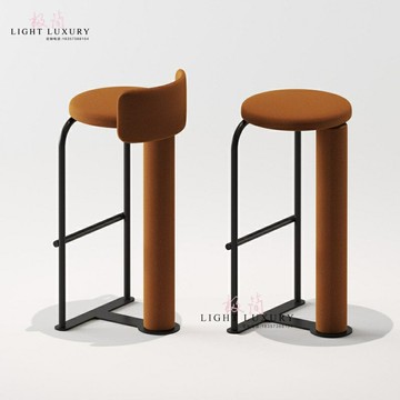 北歐金屬吧臺椅實木高腳凳輕奢咖啡廳設計師簡約創意前臺酒吧椅