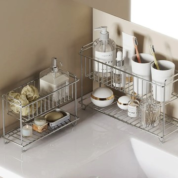 YOUFONE LIFE  304不鏽鋼雙層收納置物架 2入 - L ( 30cm X 19cm X 9.8cm ) 2入