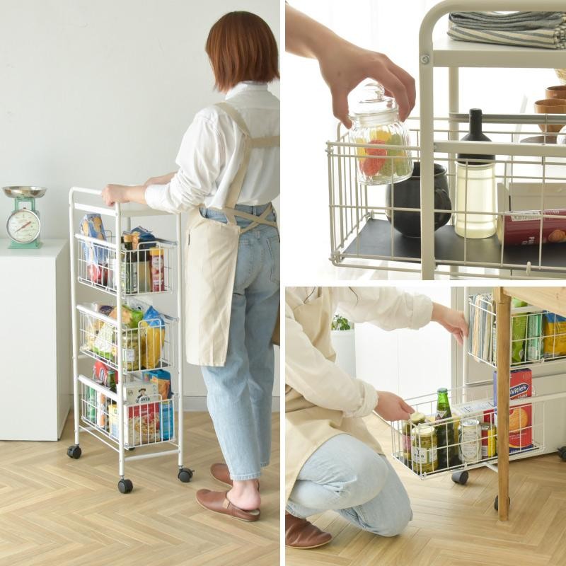 少しのすき間も収納スペースに！ 「3方向から取り出せる隙間収納ラック」 JAJAN】少しのすき間も収納スペースに 「3方向から取り出せる隙間収納