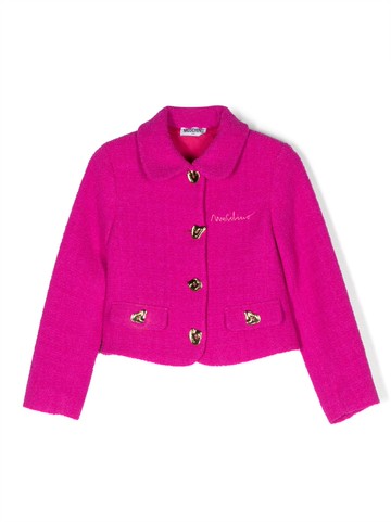 Moschino Kids - wool-blend tailored jacket - kids - Polyamide/Wool/Cupro - 12 - Pink