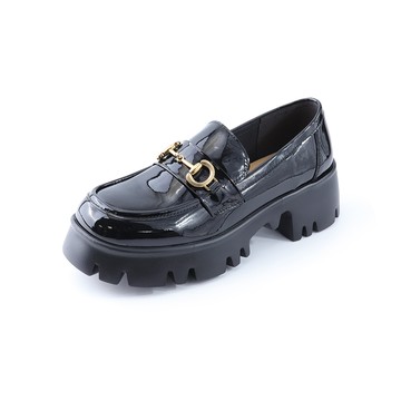 Sabon馬銜扣漆皮厚底輕量樂福鞋 黑色 (10088193)