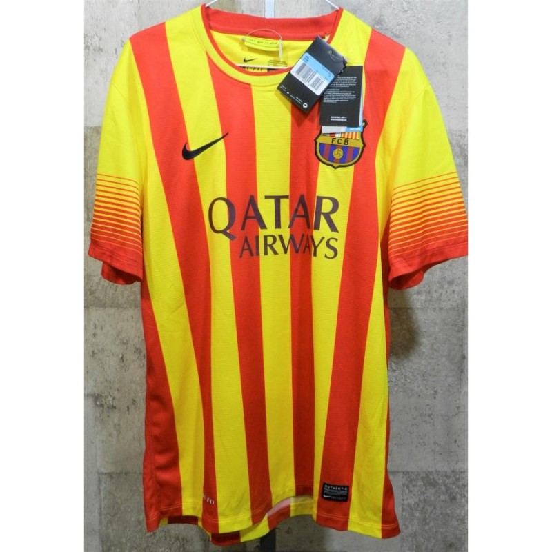 2013-14 XL FC バルセロナメッシ アウェイ NIKE製 ユニフォーム-