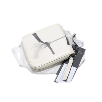 Ann Demeulemeester 稀少 乳白色禪意一枝花 真皮短款錢包