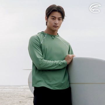 ADISI AR2413099男抗UV親膚防磨長袖連帽衫/UPF50+/林綠
