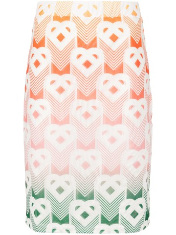 Casablanca - logo-print mesh skirt - women - Elastane/Recycled Polyester - M - Orange