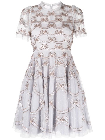 Needle & Thread - Bow sequin-embellished minidress - women - Recycled Polyester/Recycled Polyester/Sequin - 10 - CORNFLOWER BLUE