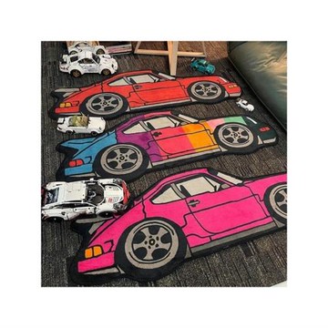 彩色小汽車潮牌地毯床邊衣帽間房間客廳涂鴉電競房地毯可機洗墊子