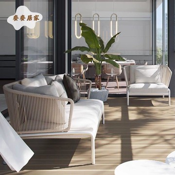 戶外沙發庭院組合室外露天花園酒店名宿休閑藤椅防水防曬藤編家具 pm6231