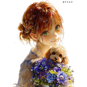 【4 月新品 3】07-120-0046 人物貼紙 春日少女與動物