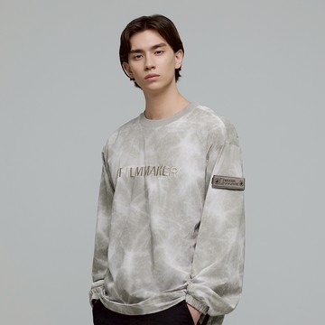 男女同款 FILMMAKER 丘陵系列 平織圖案長袖衛衣 - 米色