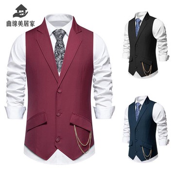 2024新品春季男士西裝 馬甲男婚禮聚會翻領時尚休閑馬甲 背心男Q9/15