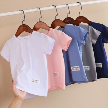 兒童冰絲速干短袖T恤夏男女童半袖薄圓領打底衫中大童寶寶運動衫