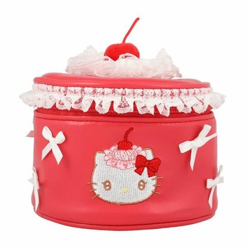 小禮堂 Sanrio 三麗鷗 粧美堂 Hello Kitty 蛋糕造型皮質化妝包 (櫻桃鮮奶油)