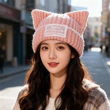 現貨+預購 韓版毛帽毛線帽子針織帽秋冬加絨厚磅保暖帽百搭冷帽休閒帽-簡約蕾絲花邊雙角帽10色n1mp50