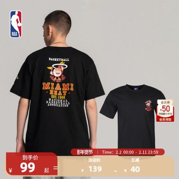 (免運)NBA熱火隊球迷俱樂部籃球仔吉祥物圓領T恤運動男子T恤秋日短袖