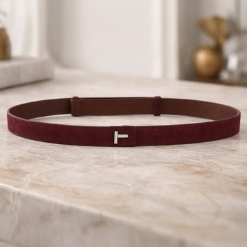 限量特價加購▶香妃絨可調節式霧感真皮腰帶_紫紅色【MON'S 流行服飾】