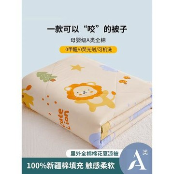 紫羅蘭A類全棉印花夏涼被棉花被純棉空調被可機洗里外全棉夏薄被