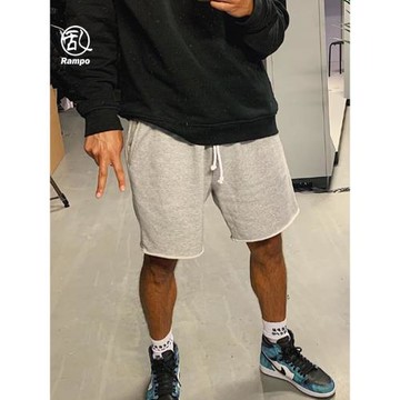 夏季薄款休閑短褲男潮寬松棉質籃球褲子運動五分灰色衛褲針織中褲