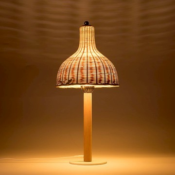 E款小雨傘燈  蘑菇燈  竹編田園手工編織臺燈