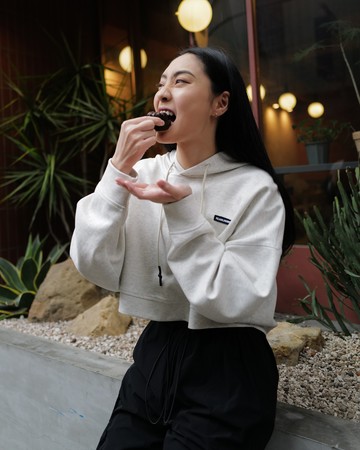 Joined Label 寬版連帽帽衣【淺灰】