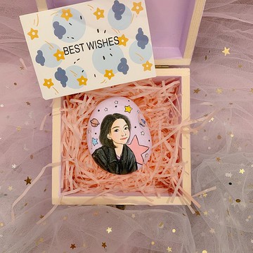 聖誕禮物 客製化手繪石頭畫 似顏繪 情侶 閨蜜 寵物 人像創意禮品