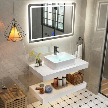 【新店鉅惠】北歐浴室櫃小戶型大理石洗臉洗手盆池衛浴櫃組合衛生間洗漱臺面盆