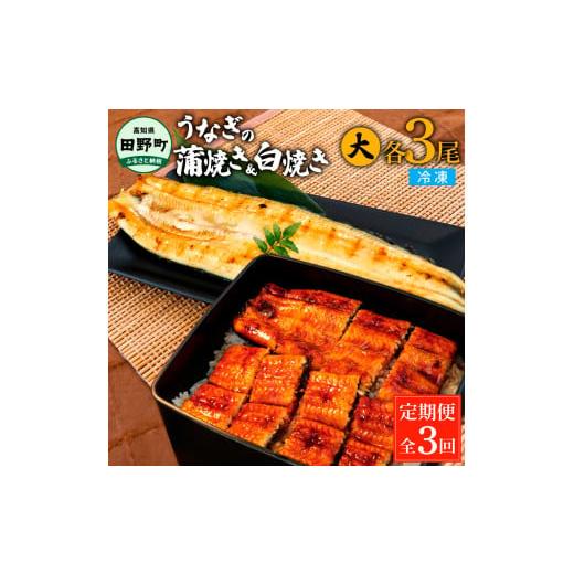 ふるさと納税 高知県 田野町 田野町産うなぎの蒲焼き(大) うなぎの白焼き(大) 各3尾×3回 定期便 3ヶ月 定期コース 1尾あたり120〜150g タレ付き 山椒付き う…