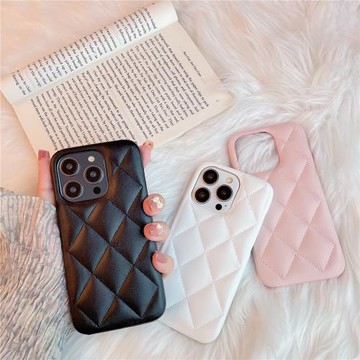 新款16pro小香風菱格15適用蘋果14promax手機殼iPhone13女款12pro皮質11保護套xs名媛風簡約14plus高級感防摔