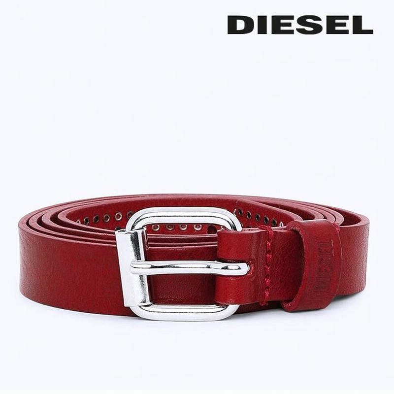 ディーゼル DIESEL レザーナローベルト レディース 牛革 本革 スタッズ